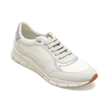 Pantofi sport GEOX albi, D35F2A, din piele intoarsa
