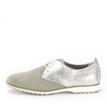 Pantofi oxford din piele naturala gri argintiu Selena 01