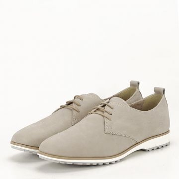 Pantofi oxford din piele naturala bej Roxana 01