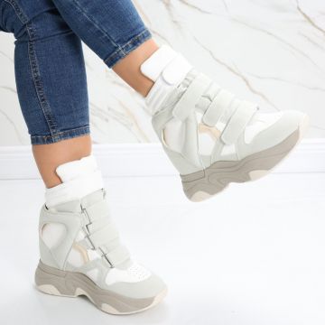 Sneakers dama cu Platforma Albi din Piele Ecologica Anamil