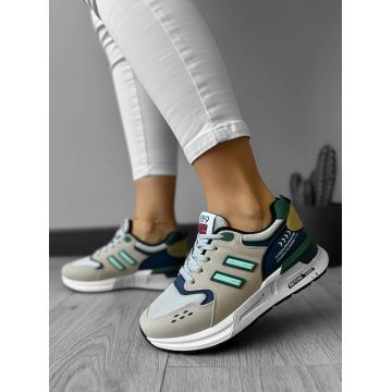 Adidasi dama casual bej cu verde K01 A27-3