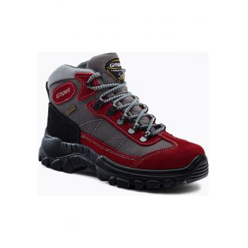 Pantofi trekking dama - rosu/negru - piele/stofa -