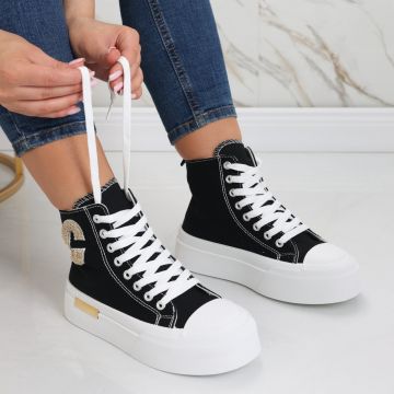 Sneakers dama negri din textil Aylin