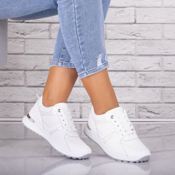 Adidasi dama Albi din Piele Eco/ Textil Alnoa Adidasi dama Albi din Piele Eco/ Textil Alnoa