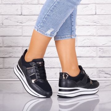 Adidasi dama Negri din Piele Eco/ Textil Anina Adidasi dama Negri din Piele Eco/ Textil Anina