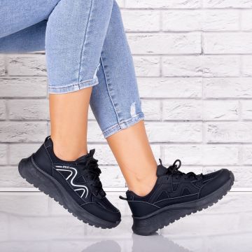 Adidasi dama Negri din Piele Eco/ Textil Avena Adidasi dama Negri din Piele Eco/ Textil Avena